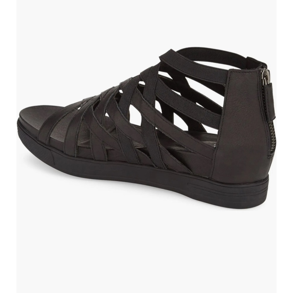 Eileen Fisher “Airy” Platform Black Strappy Sport Roman Gladiator Sandal Sz 9.5 - Picture 4 of 13